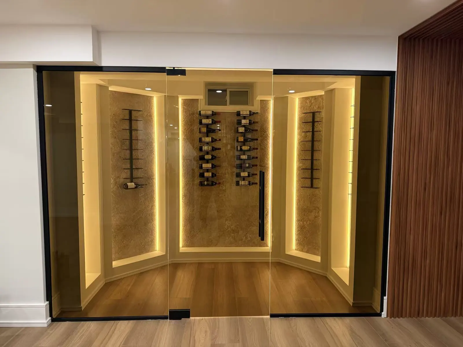 Custom glass wine cellar